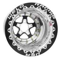 Weld Alumastar 15x10 / 5x4.75 / 4 BS / 3.18 HB - Black Center - Polished Shell - Black SBL MT Wheel