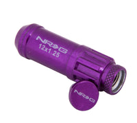 NRG 700 Series M12 X 1.25 Steel Lug Nut w/Dust Cap Cover Set 21 Pc w/Locks & Lock Socket - Purple