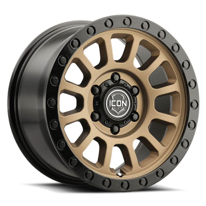 ICON Hulse 17x8.5 / 6x5.5 / 0mm / 4.75in BS Satin Bronze w/ Gloss Black Lip