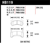 Hawk Buick / Cadillac / Chevrolet / GMC / Oldsmobile / Pontiac D-154 Caliper Black Race Brake Pads