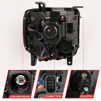ANZO 2014-2015 GMC Sierra 1500HD Projector Plank Style Headlight Black W/ DRL