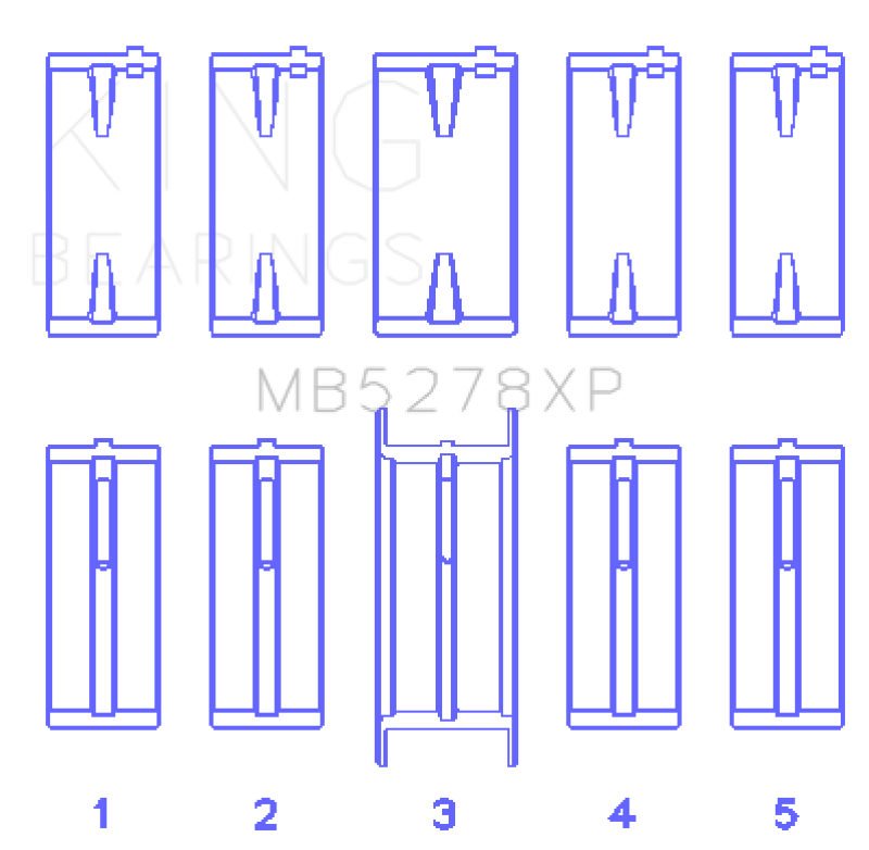 King Ford 140Cl 2.3L L4 (Size 0.25 Oversized) Performance Main Bearing Set (Set of 5)