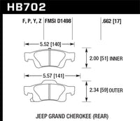 Hawk 11-12 Dodge Durango / 11-12 Jeep Grand Cherokee HPS 5.0 Rear Street Brake Pads