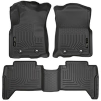 Husky Liners 18-23 Toyota Tacoma (A/T) Double Cab WeatherBeater Front & 2nd Row Floor Liners - Black