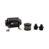 DeatschWerks Stainless Steel 6AN 40 Micron Universal Inline Fuel Filter Housing Kit (70mm)