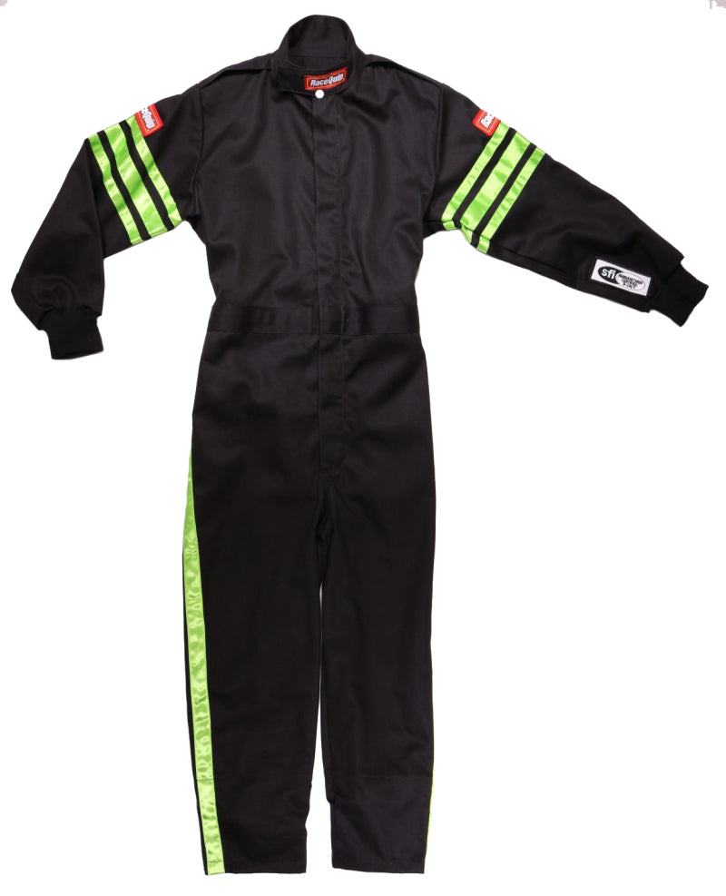 RaceQuip Green Trim SFI-1 JR. Suit - Kids XXL