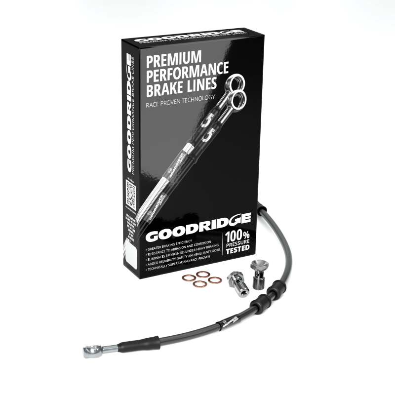 Goodridge 87-06 HD FXSTS -4in Black Brake Line Kit w/Stainless Steel Fittings