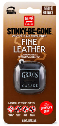 Griots Garage Stinky-Be-Gone Vent Clip Air Freshener - Fine Leather