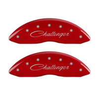 MGP 4 Caliper Covers Engraved Front & Rear Cursive/Challenger Red finish silver ch