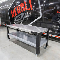 Wehrli Modular Steel Work Bench Top/Shelf Kit - 32in x 90in x .120in Thick (Grey & Raw Steel)