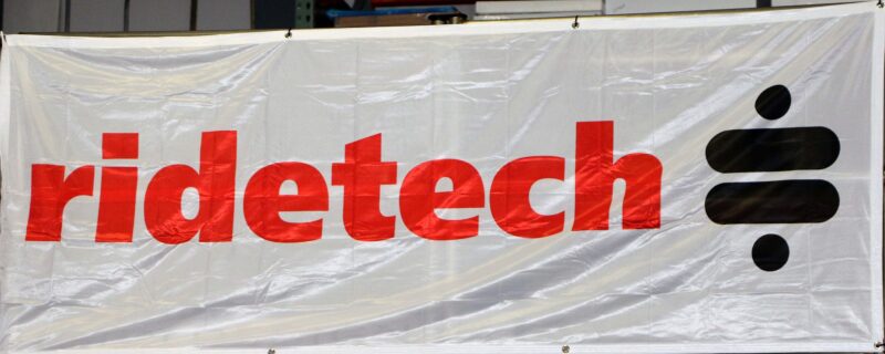 Ridetech Banner - White w/ Red & Black Ridetech Logo (3ft x 8ft)