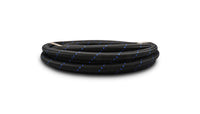 Vibrant -4 AN Two-Tone Black/Blue Nylon Braided Flex Hose (5 foot roll)