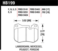 Hawk 86-89 Mercedes 560SL / 77-88 Porsche 924 / 78-81 928 / 83-89 944 DTC-70 Front Race Brake Pads