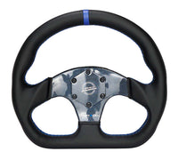 NRG Carbon Fiber Steering Wheel (320mm) Blue CF Center w/Blue Stitch Blue Center Mark Flat Bottom
