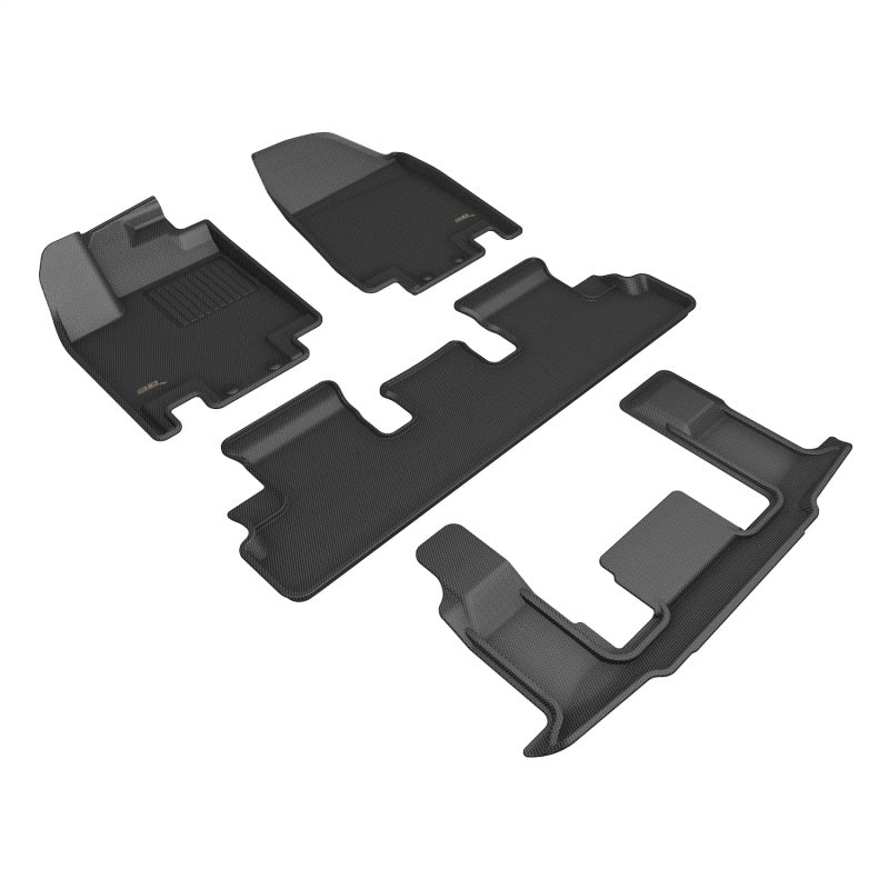 3D MAXpider 22-24 Nissan Pathfinder 7-Seat Kagu Black Floor Mat - Row 1/2/3