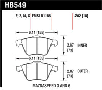 Hawk 07-11 Mazdaspeed3 / 06-11 Mazdaspeed6 / 05-09 Volvo V50 DTC-60 Front Race Brake Pads