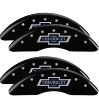 MGP 4 Caliper Covers Engraved F & R 100th Anniv Black Finish Silver Char 2019 Chevy Silverado 3500HD