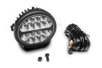Go Rhino Xplor Blackout Series Round LED Driving Light w/DRL (Surface/Threaded Stud Mnt) 7in. - Blk
