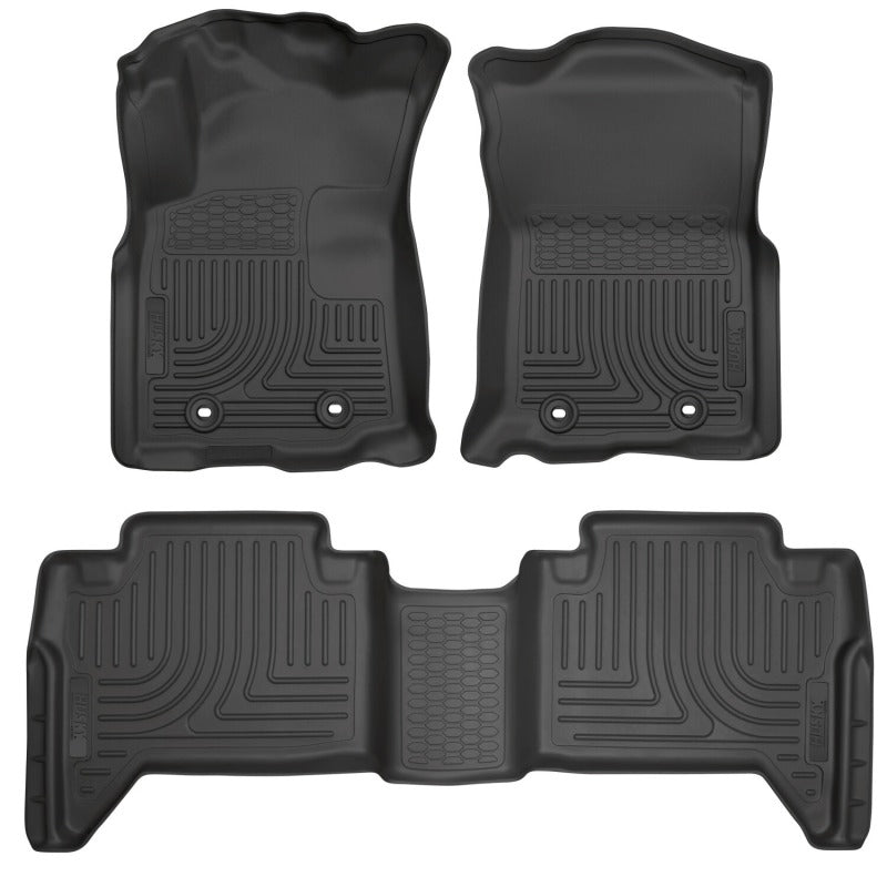 Husky Liners 18-23 Toyota Tacoma (M/T) Double Cab WeatherBeater Front & 2nd Row Floor Liners - Black