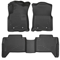 Husky Liners 18-23 Toyota Tacoma (M/T) Double Cab WeatherBeater Front & 2nd Row Floor Liners - Black
