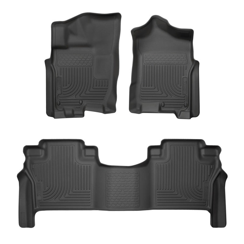 Husky Liners 17-19 Nissan Titan/Titan XD King Cab WeatherBeater Front & 2nd Row Floor Liners - Black