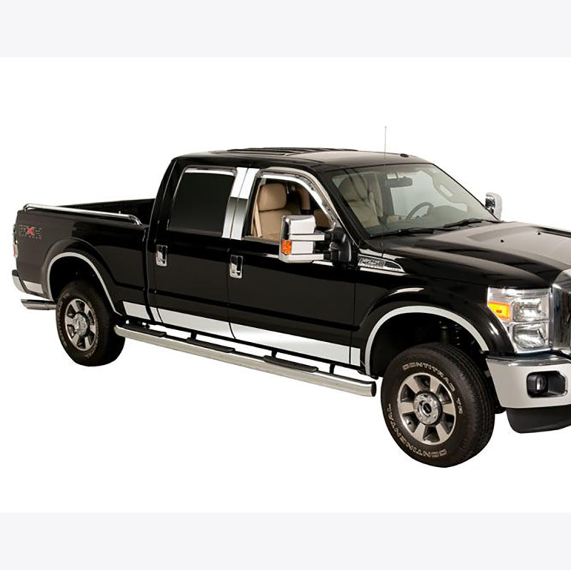 Putco 99-10 Ford SuperDuty Reg Cab 8ft Long Box - 8in Wide - 10pcs Stainless Steel Rocker Panels