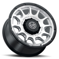 ICON Alloys Rancho 20x9 / 8x170 / 6mm / 5.25in BS Silver MACH w/ Gloss Black Lip Wheel
