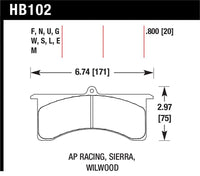 Hawk AP Racing 6 / Sierra/JFZ / Wilwood 7520 DTC-70 Race Rear Brake Pads