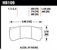 Hawk AP Racing/Alcon 29mm DTC-70 Race Rear Brake Pads