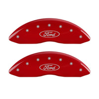 MGP Front set 2 Caliper Covers Engraved Front Oval logo/Ford Red finish silver ch
