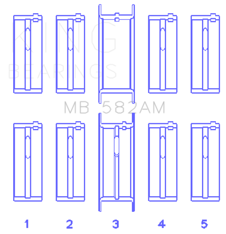 King Engine Bearings Ford 2.0/2.3L 8V (Size .026) Crankshaft Main Bearings (Set of 5)