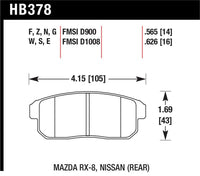 Hawk 03-07 RX8 Blue 9012 Race Rear Brake Pads D1008