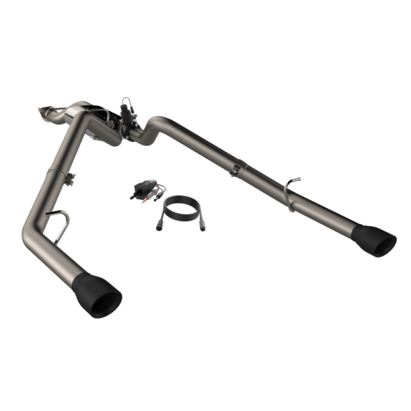 QTP 2019-2024 Ram 1500 QTP Screamer Split Rear Exit Cat Back Black Tips