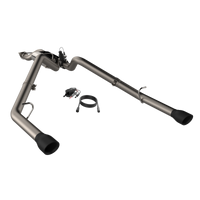 QTP 2019-2024 Ram 1500 QTP Screamer Split Rear Exit Cat Back Black Tips