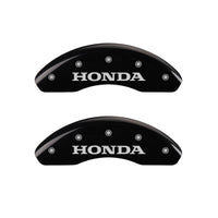 MGP Front set 2 Caliper Covers Engraved Front Honda Black finish silver ch