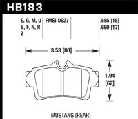 Hawk 01 Ford Mustang Bullit / 94-99 & 01 & 03-04 Mustang Cobra Blue 9012 Race Rear Brake Pads
