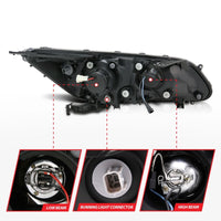 ANZO 2013-2015 Honda Accord (4dr ONLY) Projector Headlights w/ U-Bar Black