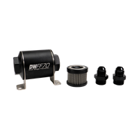 DeatschWerks Stainless Steel 8AN 5 Micron Universal Inline Fuel Filter Housing Kit (70mm)