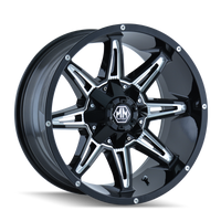 Mayhem 8090 Rampage 20x9 / 8x165.1 BP / 18mm Offset / 130.8mm Hub Gloss Black Milled Wheel