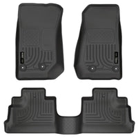 Husky Liners 07-18 Jeep Wrangler JK Unlimited 4dr WeatherBeater Front & 2nd Row Floor Liners - Black