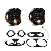 Baja Designs Harley D 98-13 Pre-Rushmore Style Road Glide DOT LP6 LED Dual Headlight Kit DRL -Amber