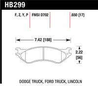 Hawk Dodge B1500 VanDurango/1500 Pickup/1500 Van / Ford / Lincoln LTS Street Front & Rear Brake Pad