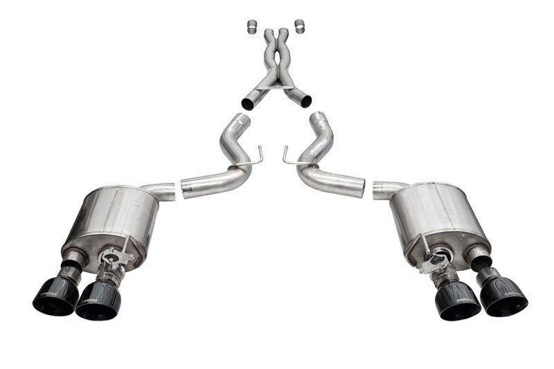 Corsa 20-22 Ford Mustang GT500 3.0in Dual Rear Exit Catback w/ Twin 5.0in Black Slash Cut Pro Tips