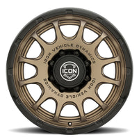 ICON Alloys Rancho 20x9 / 8x6.5 / 12mm / 5.5in BS Satin Bronze Wheel w/ Gloss Black Lip