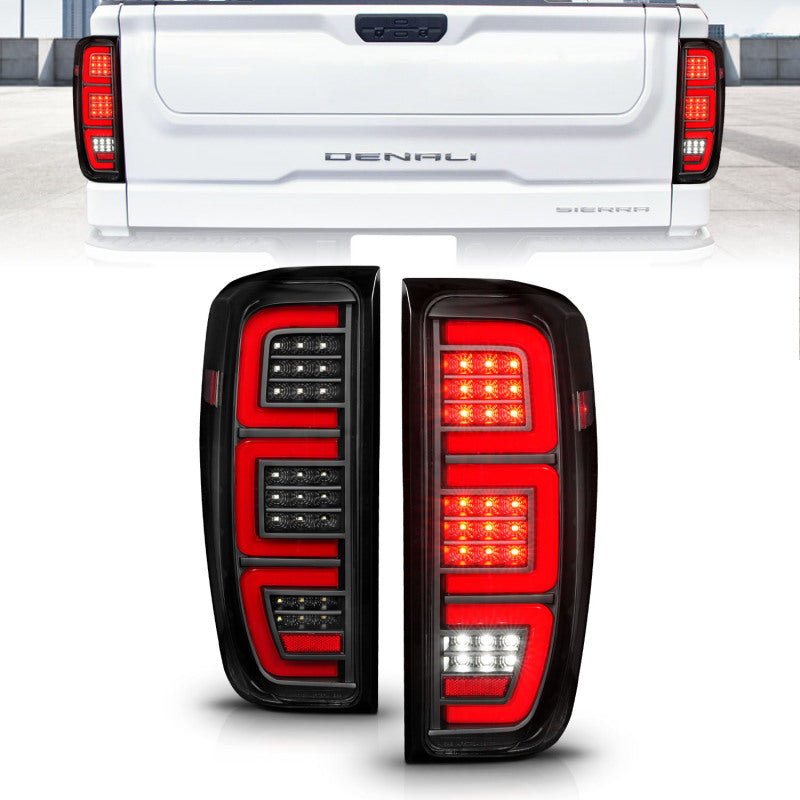 ANZO 19-23 GMC Sierra 1500/2500HD/3500HD Black Replacement Full LED Bar Tail Light