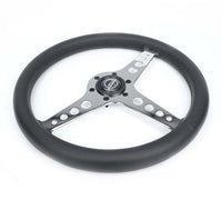 NRG Light Weight Gaming Steering Wheel - Driftz 350mm 3 Chrome Spokes Perforated Leather