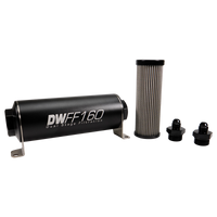DeatschWerks Stainless Steel 6AN 100 Micron Universal Inline Fuel Filter Housing Kit (160mm)