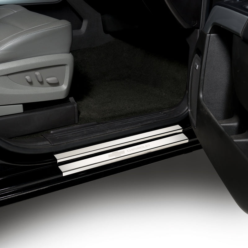 Putco 2019+ Chevrolet Silverado LD- Crew Cab (4pc) w/ Bow Tie Etching SS Door Sills