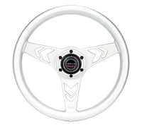 NRG Aluminum Steering Wheel 330mm - Arow Cutout - Ergonomic Grip - Anadized Silver