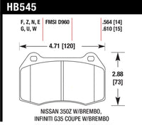 Hawk 04-09 Infiniti G35 3.5L Base Brembo Brakes OE Incl. Pin Clips Shims Front ER-1 Brake Pads